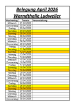 Belegung Warndthalle Ludweiler April 2026