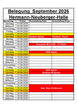 Belegung Hermann Neuberger Halle September 2026