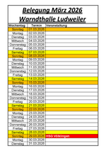 BelegungWarndthalle Ludweiler März 2026