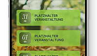 Grafik Smartphone-Ansicht mit untereinander angeordneten Veranstaltungshinweisen
